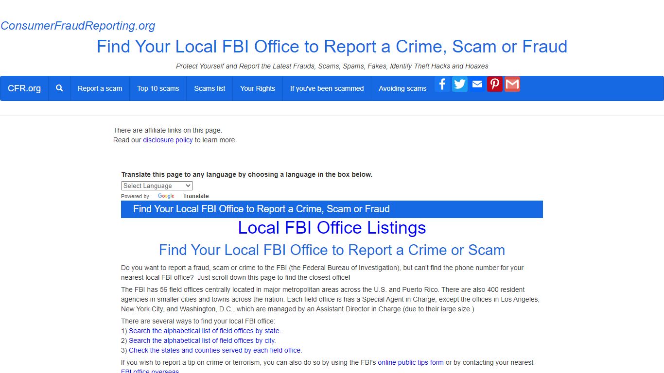 Find Your Local FBI Office to Report a Crime, Scam or Fraud